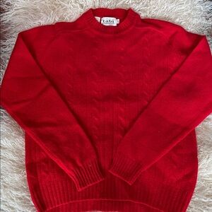 Vintage tabi Pure Virgin Wool Red Cable Knit Sweater for Valentine’s Day
